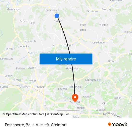 Folschette, Belle-Vue to Steinfort map
