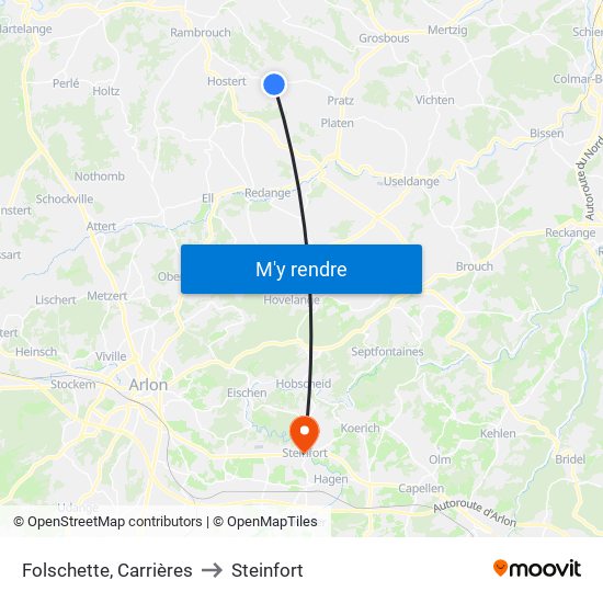 Folschette, Carrières to Steinfort map