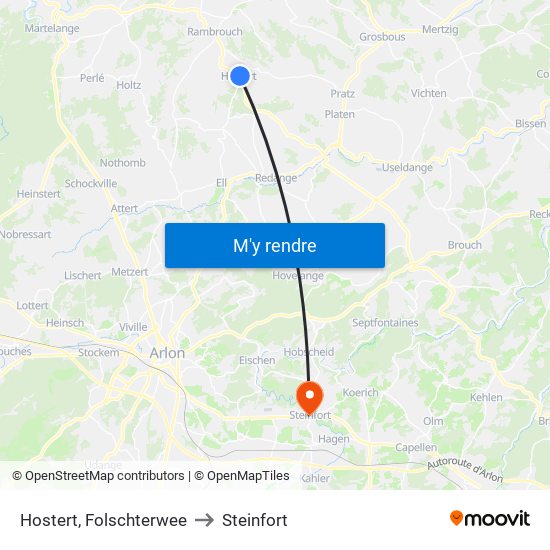 Hostert, Folschterwee to Steinfort map