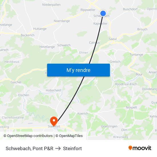 Schwebach, Pont P&R to Steinfort map