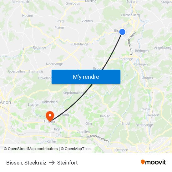 Bissen, Steekräiz to Steinfort map