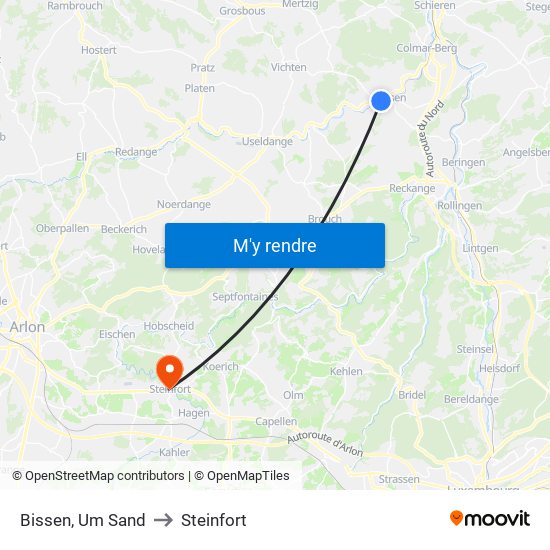 Bissen, Um Sand to Steinfort map