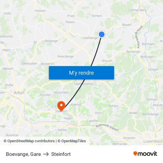 Boevange, Gare to Steinfort map