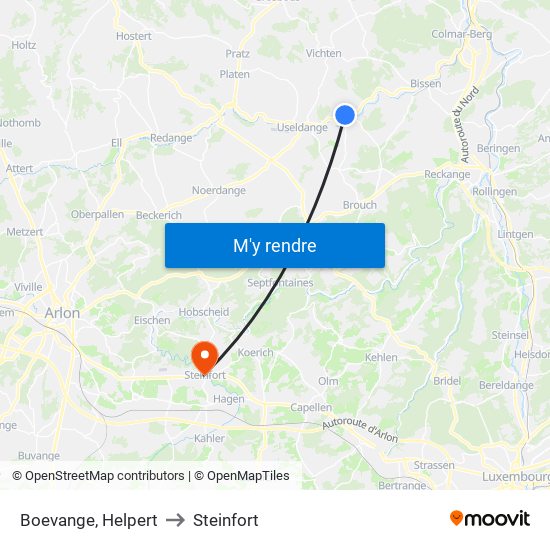 Boevange, Helpert to Steinfort map