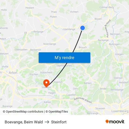Boevange, Beim Wald to Steinfort map