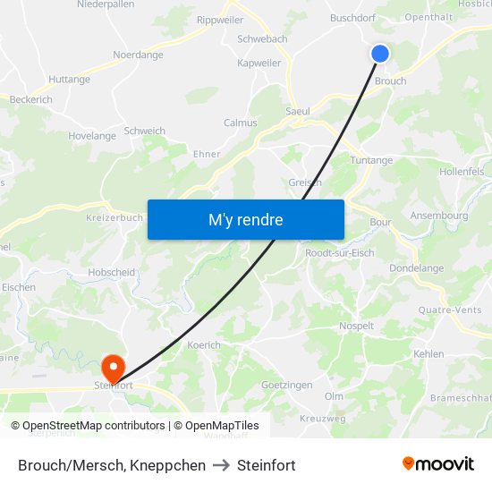 Brouch/Mersch, Kneppchen to Steinfort map