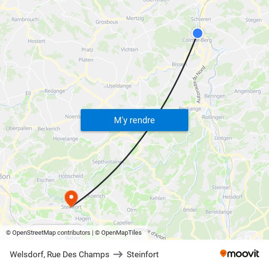 Welsdorf, Rue Des Champs to Steinfort map