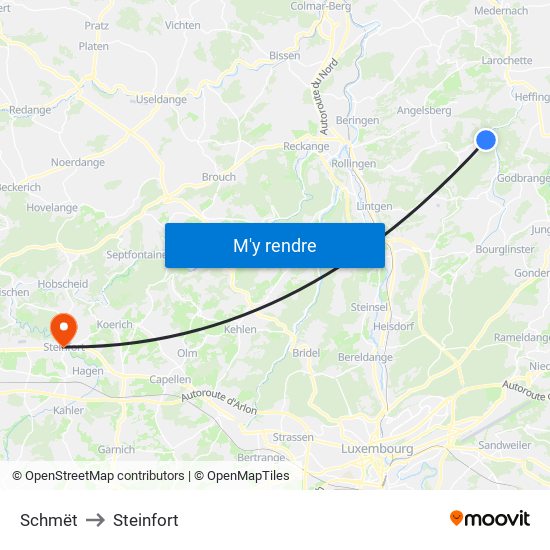 Schmët to Steinfort map