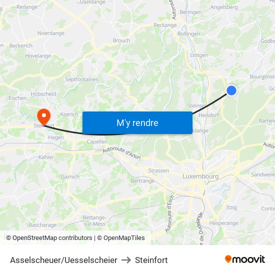 Asselscheuer/Uesselscheier to Steinfort map