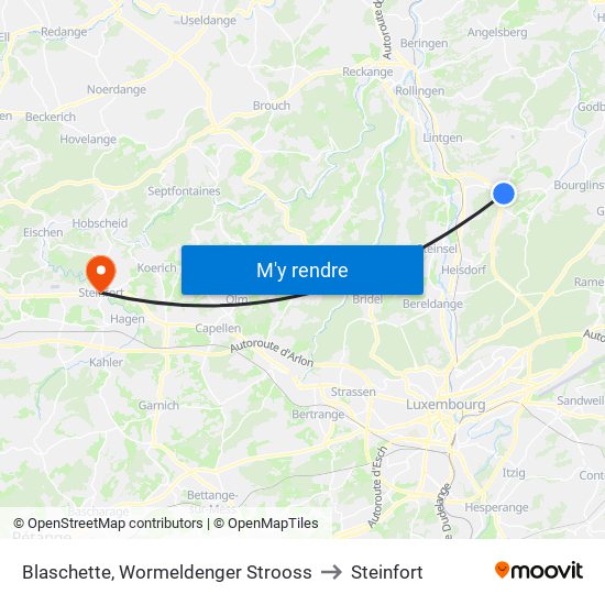 Blaschette, Wormeldenger Strooss to Steinfort map