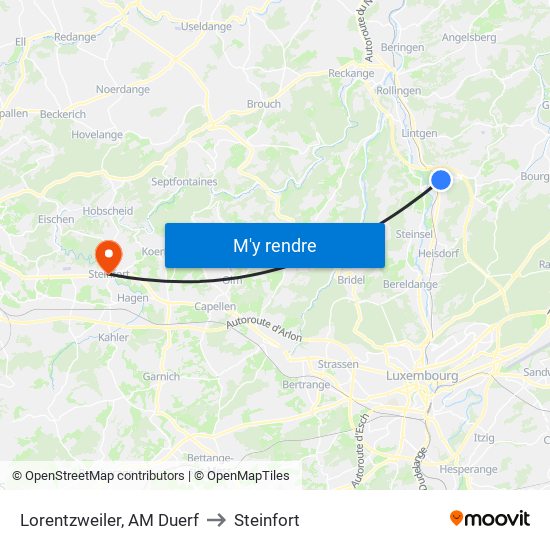 Lorentzweiler, AM Duerf to Steinfort map