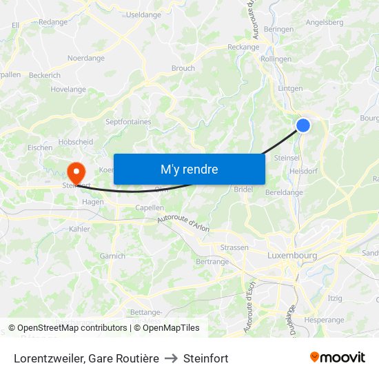 Lorentzweiler, Gare Routière to Steinfort map