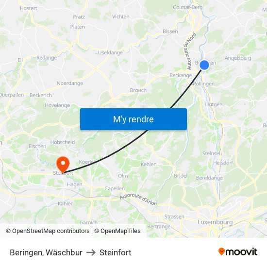 Beringen, Wäschbur to Steinfort map