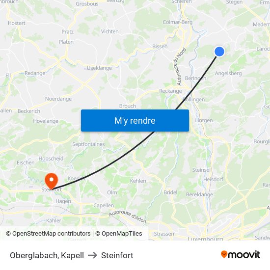 Oberglabach, Kapell to Steinfort map