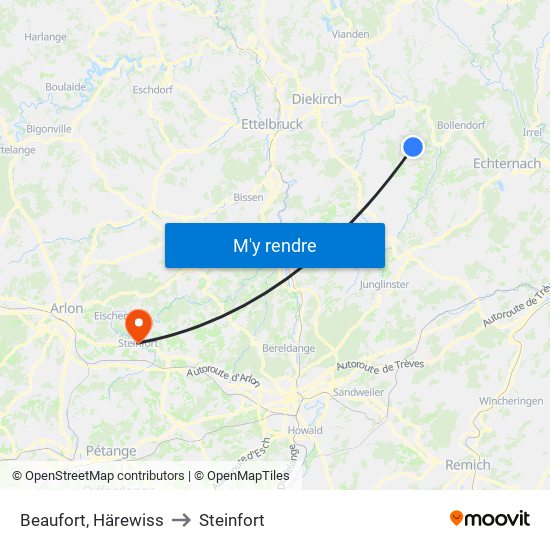 Beaufort, Härewiss to Steinfort map