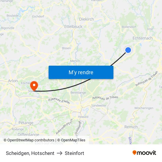 Scheidgen, Hotschent to Steinfort map