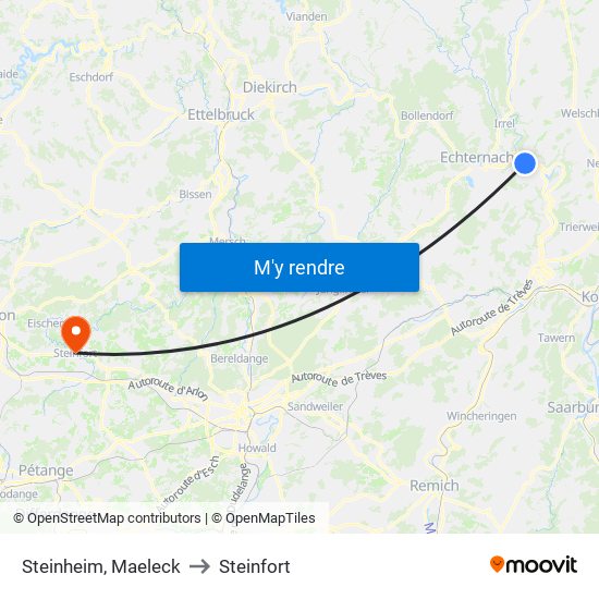 Steinheim, Maeleck to Steinfort map