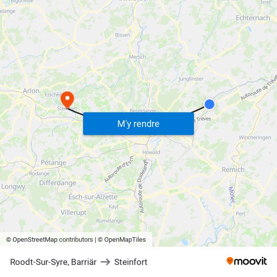 Roodt-Sur-Syre, Barriär to Steinfort map