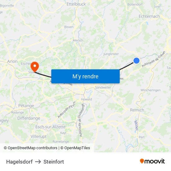 Hagelsdorf to Steinfort map