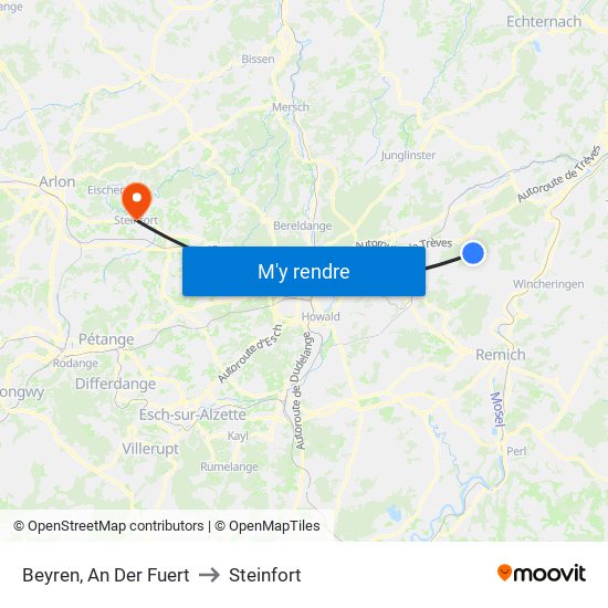 Beyren, An Der Fuert to Steinfort map