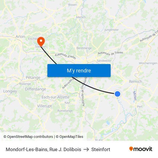 Mondorf-Les-Bains, Rue J. Dolibois to Steinfort map