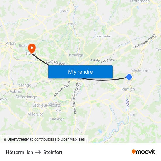 Hëttermillen to Steinfort map