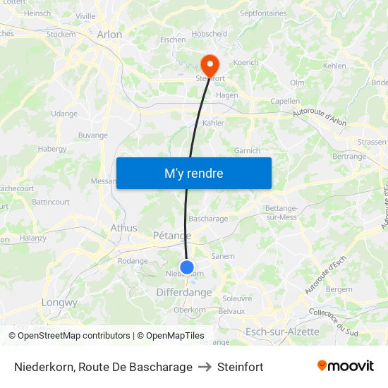 Niederkorn, Route De Bascharage to Steinfort map