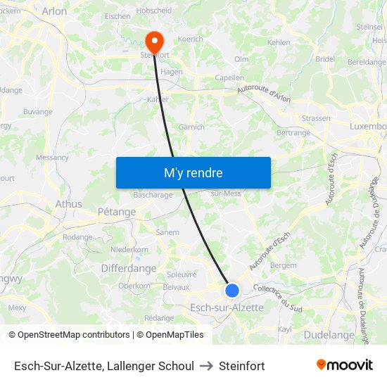 Esch-Sur-Alzette, Lallenger Schoul to Steinfort map