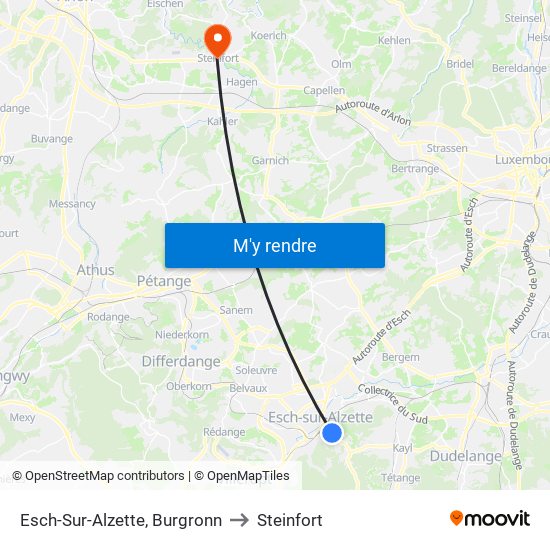 Esch-Sur-Alzette, Burgronn to Steinfort map