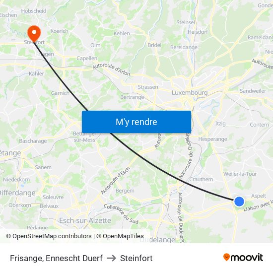 Frisange, Ennescht Duerf to Steinfort map
