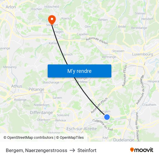 Bergem, Naerzengerstrooss to Steinfort map