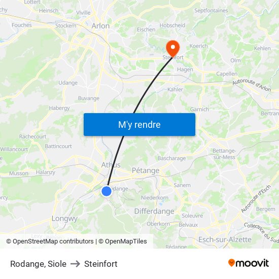 Rodange, Siole to Steinfort map