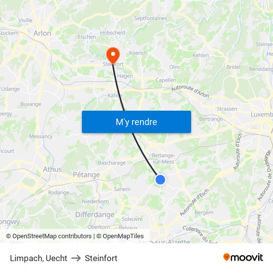 Limpach, Uecht to Steinfort map