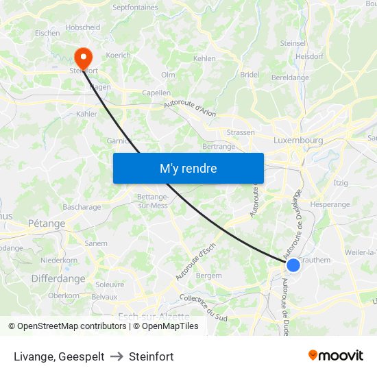 Livange, Geespelt to Steinfort map