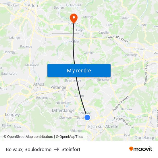 Belvaux, Boulodrome to Steinfort map