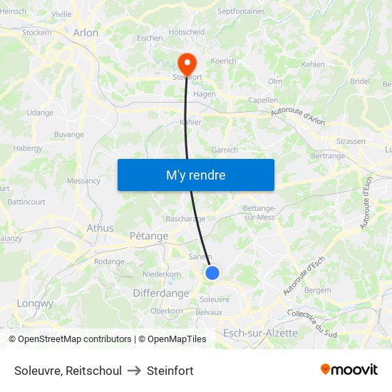 Soleuvre, Reitschoul to Steinfort map