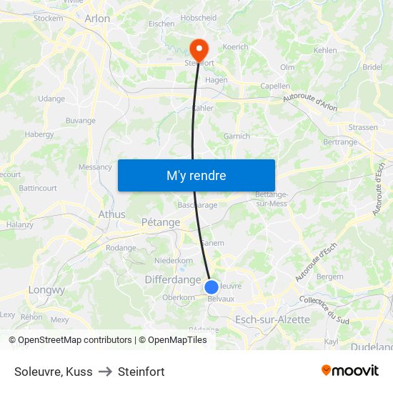 Soleuvre, Kuss to Steinfort map