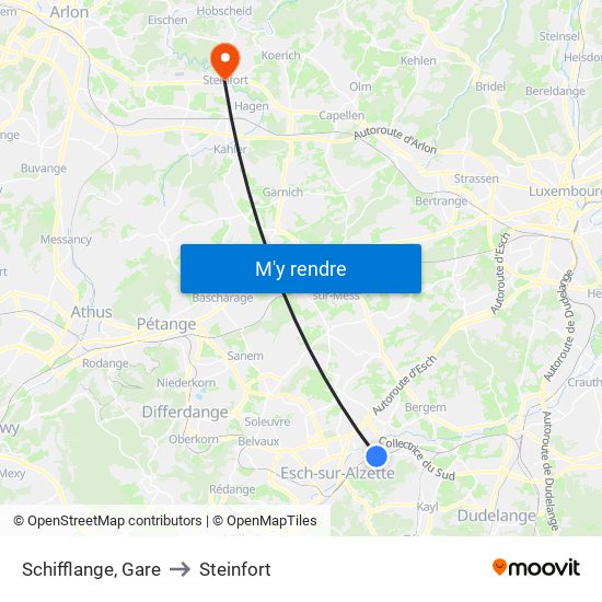 Schifflange, Gare to Steinfort map