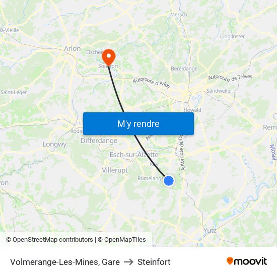 Volmerange-Les-Mines, Gare to Steinfort map