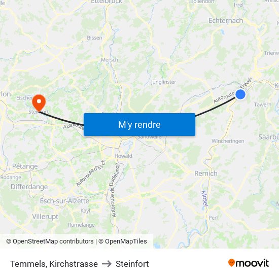 Temmels, Kirchstrasse to Steinfort map