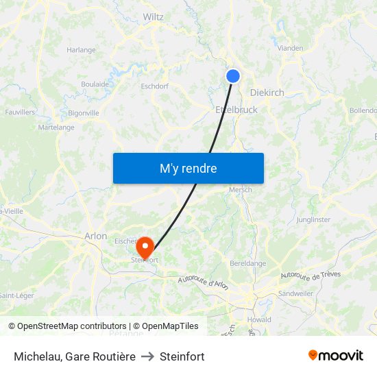 Michelau, Gare Routière to Steinfort map