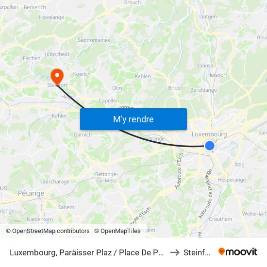 Luxembourg, Paräisser Plaz / Place De Paris to Steinfort map