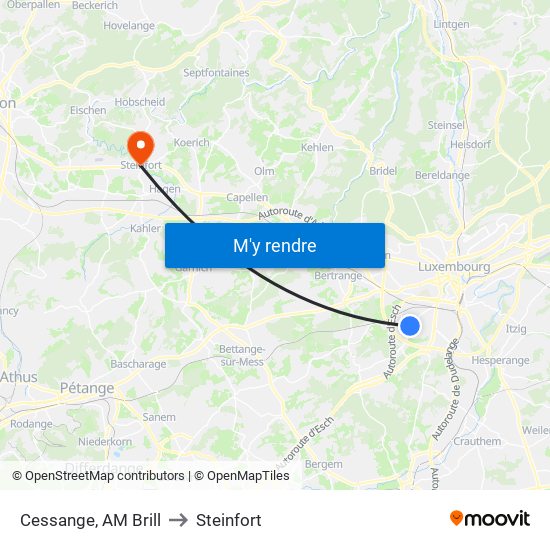 Cessange, AM Brill to Steinfort map