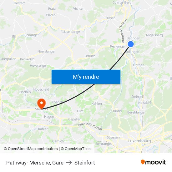 Pathway- Mersche, Gare to Steinfort map