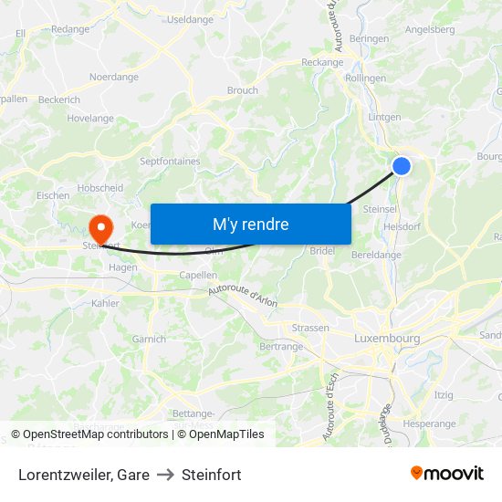 Lorentzweiler, Gare to Steinfort map