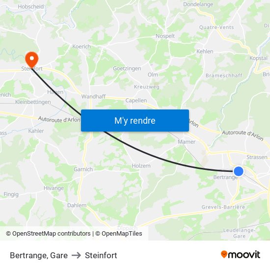 Bertrange, Gare to Steinfort map
