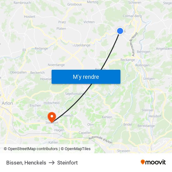 Bissen, Henckels to Steinfort map