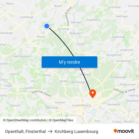 Openthalt, Finsterthal to Kirchberg Luxembourg map