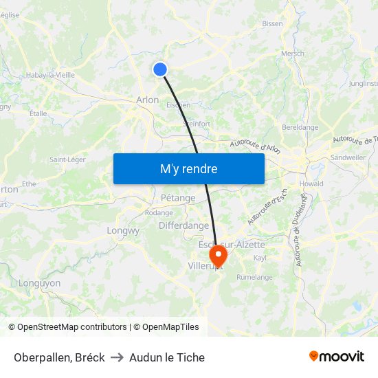 Oberpallen, Bréck to Audun le Tiche map