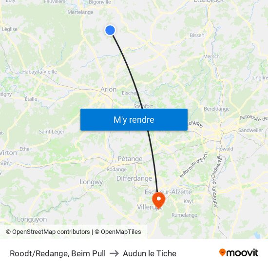 Roodt/Redange, Beim Pull to Audun le Tiche map